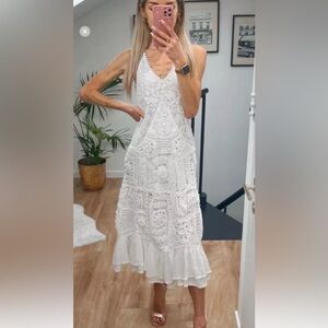 NWT* Zara Limited edition white crochet lace dress with ruffle hem
